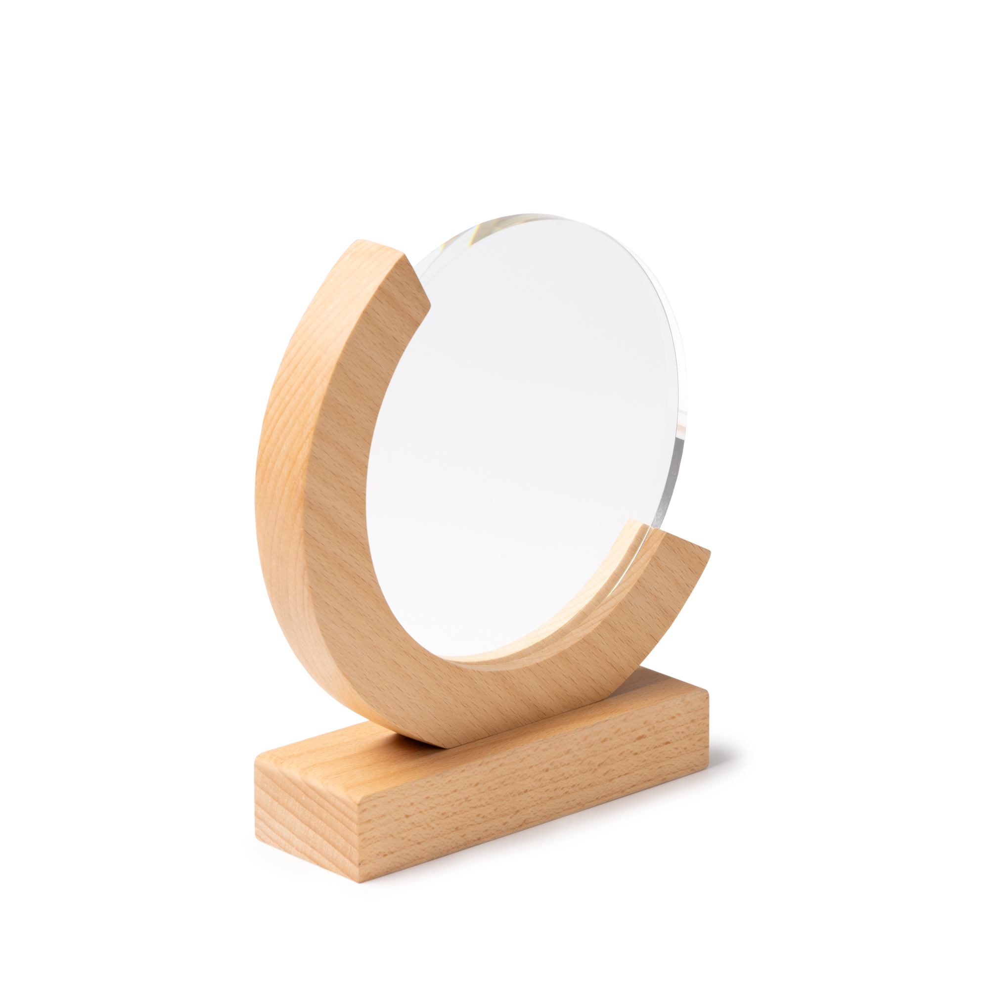 Glazen Trofee Cirkel en Bamboe Basis - 1