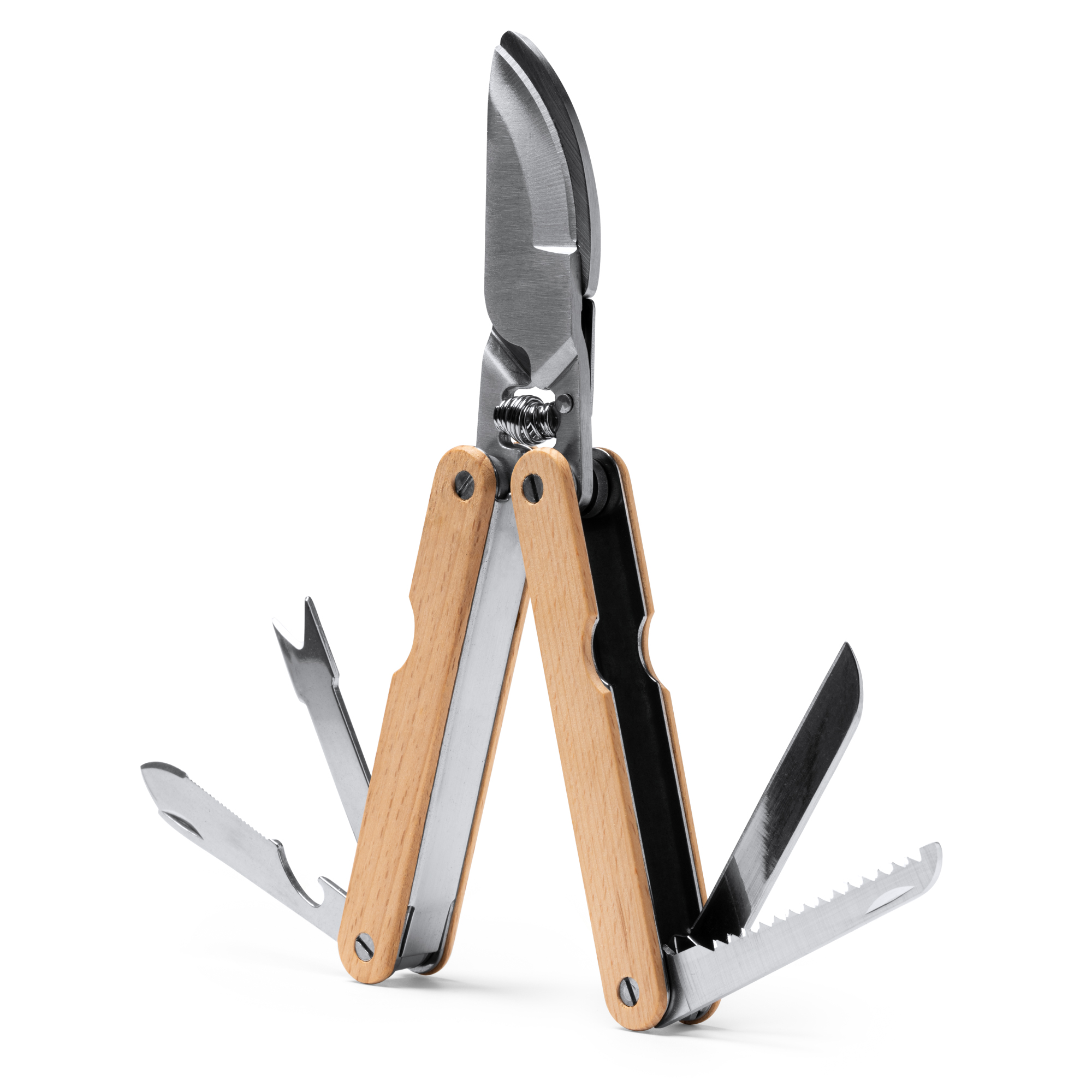 RVS Multitool met Bamboe Handvat - 1