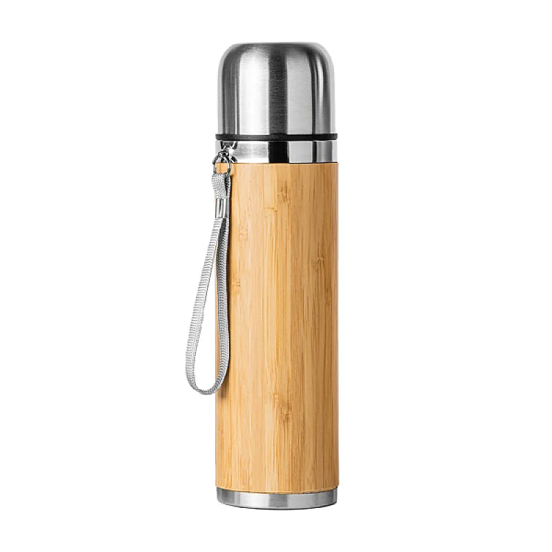 RVS Thermos 420ml Bamboe