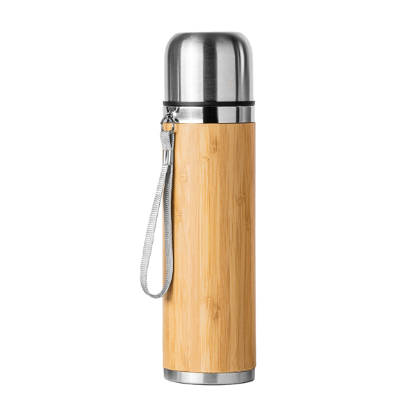 RVS Thermos 420ml Bamboe - 1